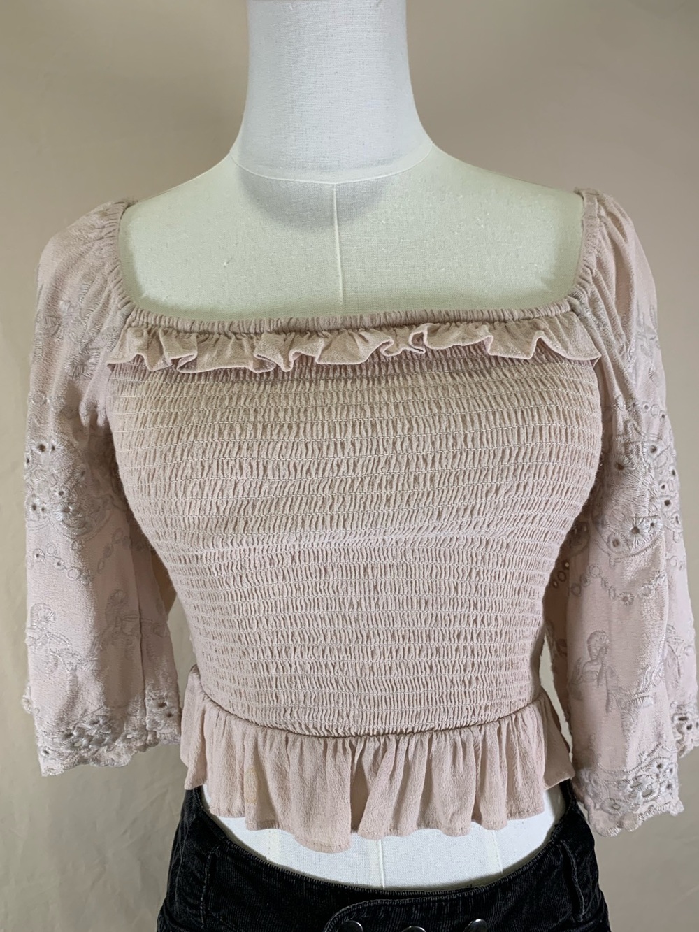 Lovestitch Crop Top, Cottagecore Boho size S